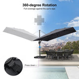 PURPLE LEAF Patio Telescopic Umbrella 11.5' x 11.5' Up Down Lifting Grey