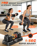 Rendpas Adjustable Dumbbells Set of 2, 1-Sec Adjustable Weights Dumbbells Set, 10 in 1 Dumbbell Set with Anti-Slip Texture Handle, Weight Set For Home Gym Suit both Men and Women
