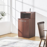 Restaurant Trash Can Cabinet, Commercial Trash Cans 32 Gallon Wooden Trash Can and Garbage Receptacle with Tray Holder, Door, Large Trash Bin for Restaurant, Cafeteria, Kitchen, Shop, Mahogany