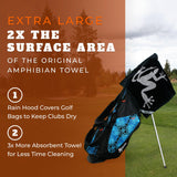Frogger Extra Large Amphibian 2-in-1 Towel, Golf Bag Rain Hood, Cover Equipment When Raining, Clean