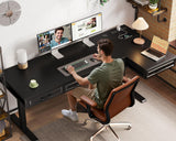 OffiGo 63 Inch L Shaped Standing Desk with 4 Wooden Drawers, Black