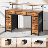 47 inch Computer Desk with 8 Storage Drawers, Gaming Desk with LED Lights & USB Power Outlets