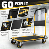 Heavy Duty Foldable Push Cart Dolly | 330 lbs. Capacity | Upgraded Collapsible Hand Truck Folding Platform with Swivel Wheels