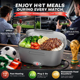 Sitlais Electric Lunch Box for Adults - 80W Fast Heating Portable Food Warmer with 2 of 1.5L 304 Stainless Steel Containers 12V/24V/110V Heated Lunch Box for Men Car Truck Office Travel Leak-Proof