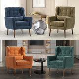 cinkehome Accent Arm Chairs for Living Room, Chenille Upholstered Mordern Armchair, Comfy Soft Padded Lounge Chair in Small Spaces, Bedroom, Pillow, Solid Wood Leg, Blackish Green