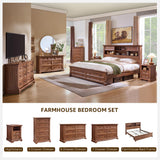 T4TREAM Farmhouse Nightstand Set of 2, 23.6" End Table with 3 Drawers Storage, Wood Side Table w/Roman Column, End Tables Living Room Set of 2, Bedside Cabinet for Bedroom, Reclaimed Barnwood