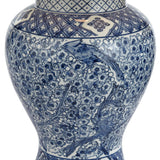 Barnes and Ivy Shonna Traditional Asian Chinese Ginger Jar 3-Way Table Lamps with Table Top Dimmer 27" Tall Blue Porcelain White Shade for Living Room Bedroom House Bedside Nightstand Home Office