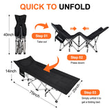 Ouwxim Camping cots for Adults,Cots for Sleeping,Cushion and Pillow, Camping Tent cot,High Weight Capacity, Compact Storage,with Carry Bag,Ideal for Outdoor Camping, Office use,Napping, Beach Trips