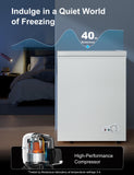5.0 Cu.Ft Chest Deep Freezer with 2 Removable Baskets - Energy Efficient Ultra-Quiet and 6 Temp Manual Defrost - Free Standing Top Open Door for Home Garage Basement - White