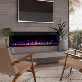 BOSSIN 72 inch Ultra-Thin Silence Linear Electric Fireplace, Recessed Wall Mounted Fireplace, Fit for 2 x 4 and 2 x 6 Stud, 12 Adjustable Flame Color & Speed, Remote Control with 8h Timer