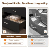 FJTJBSI Dresser with Power Outlets Wooden 6 Drawer Dresser with Large Organizer Black Tall Storage Organizer with Smooth Metal Rail Modern Chest of Drawers Closet for Bedroom Hallway