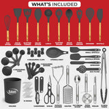 Kaluns 50 PCS Silicone Kitchen Utensils Set Complete Kitchen Set - 800°F Heat Resistant Non-Stick Premium Cooking Utensils, Silicone Spatula Set