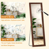 ZHUNFA Full Length Mirror,65x22 Inch Full Length Mirror Wall Mounted,Vertical Hanging,Leaning Standing for Bedroom,Living Room,Rectangular Wooden Frame,Wood Brown Color.