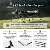 ONETIGRIS SUPRANUBIS Camping Cot, Height Adjustable with Cot Leg Extenders, Strong Support 330lbs, Lightweight Comfortable Folding Bed for Camping, Hiking, Travel, Truck, Beach, Office Nap
