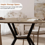 Extendable Round Dining Table with Built-in Flip Leaf, Modern Oval Kitchen Table for 4-6, Space-Saving