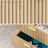 Vabches 59 Inch Fluted Computer Desk with 9 Drawers, Natural