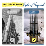 Rush Creek Creations 16-Rod Round Fishing Rod Holder for Garage, 360° Access Fishing Pole Holder for Fishing Rods, Reels, and Gear, Securely Holds 16 Rods, Barnwood