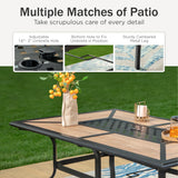 PHI VILLA 7 Pcs Patio Dining Set, Swivel Chairs & Wood-Look Table, Brown