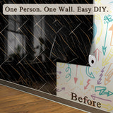 Qorqeous Black Amber Marble Peel and Stick Wallpaper, Glossy Texture Vinyl Wall Panels, Waterproof Renter Friendly, 23.6" x 118", TV Accent Wall, Bathroom, Foyer, Coffee Shop Decor