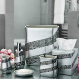 Creative Scents Silver Mosaic Bathroom Trash Can 2.11 Gal / 8L - Decorative Waste Basket for Bathroom - Durable Slim Small Garbage Can for Bathroom, Powder Room, Bedroom or Living Room Decor