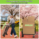 3 in 1 Folding Hand Truck, 600Lbs Capacity, Heavy Duty Collapsible Cart with Retractable Handle and 4 Rubber Wheels