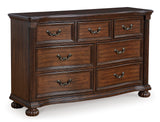 Signature Design by Ashley Lavinton Traditional Dresser with 7 Smooth-Gliding Drawers and Felt-Lined Top Drawer for Bedroom, Dark Brown, 60' W x 18.63' D x 37.5' H