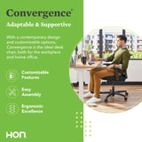 Lumbar Support, Synchro‑Tilt Desk Chair with Wheels for Home Office or Computer Use, Black Frame