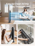 DREO Bladeless Tower Fan - 25ft/s, 4 Speeds, 4 Modes, 90° Oscillation, 8H Timer, Ultra Quiet for Bedroom, Indoors, Silver (Tower Fan 307)