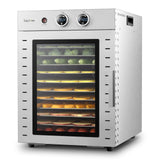 Food Dehydrators Machine with 12 Stainless Steel Trays with Timer Setting Temperature Adjusted 68 ℉ to 194 ℉ Dryer for Herb Fruit Meat Vegetables Mushroom Beef for Commercial Household Ancient Silver