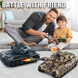 RC Tank Set,1/24 RC Battle Tank Set Toy Tanks with Life Indicators and Spray,2.4G Remote Control with Realistic Sounds and Lights,RC Army Toys for Boys Age 6+ Year Old Gifts for Kids and Adults