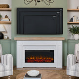 Real Flame Cravenhall Landscape Electric Fireplace with Mantel for Living Room or Bedroom, Replaceable Fireplace Insert Heater, Realistic Log and Flame Effect, Remote Control, Timer, White