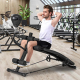 Goplus Adjustable Decline Sit Up Bench for Exercise, Foldable Curved Slant Bench with Speed Ball, Pump & 2 Resistance Bands, Heavy Duty Metal Frame, Full Body Ab Workout Equipment for Home Gym, Black Goplus