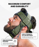 DMoose Fitness Neck Harness for Weight Lifting - Soft Padded Head & Chin Strap with 30" Heavy Duty Steel Chain - Neck Exerciser, Trainer & Strengthener to Support Injury Recovery (Military Green)