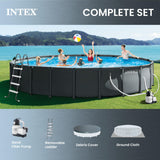 INTEX Ultra XTR 22 ft x 48 in Above Ground Pool Set, Round Swimming Pool with Steel Frame, 2100 GPH Sand Filter Pump, Ladder, Cover, & Ground Cloth