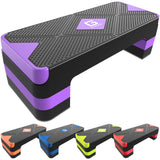 GYMMAGE Aerobic Exercise Stepper - Adjustable Workout Platform, 26.5" Step Deck with 4", 6", 8" Height Risers, Women's Home Gym Cardio Fitness
