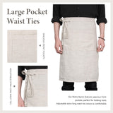 TRITON LINEN Pure Linen Apron - 25 x 35 Inch Bistro Half Apron with Large Pocket Unisex Waist Aprons Ideal for Kitchen Crafts and More (Natural Linen)