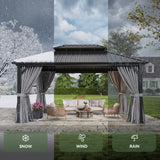 Aoxun 12X16Ft Hardtop Gazebo Metal Gazebo with Galvanized Steel Double Roof