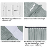 Macochico Extra Wide Pinch Pleated Linen Curtains for Sliding Door Patio Doors with Tieback, Natural Living Room Bedroom Curtain Privacy But Let Light in, 120”Wx96”L, Moss, 1 Panel
