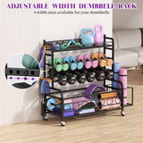 XXL-Dumbbell Rack Weight Rack for Dumbbells, VOPEAK Home Gym Storage Rack for Yoga Mat Kettlebells and Strength Training Equipment, Weight Storage Holder Stand Rack for Dumbbells with Wheels