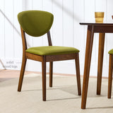 Best Choice Products Wooden Dining Chairs, Wood Mid-Century Modern Upholstered Side Chairs, Farmhouse Cushioned Dining Chairs Set of 4 for Dining Room - Walnut/Olive