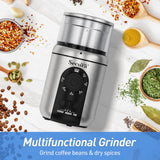 Secura Brands Electric Coffee Grinder for Coffee Beans, Spices, Herbs Adjustable Coarse to Fine Setting for 12 Cup Capacity with 1 Removable Stainless Steel Bowl, Ideal for Home Use, RV
