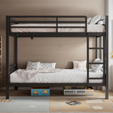 nesture. Bunk Bed Twin Over Twin, Heavy Duty Metal Bunkbeds with Full-Length Guardrail, Space-Saving Steel Bed for Kids & Adults, No Box Spring Required, Black