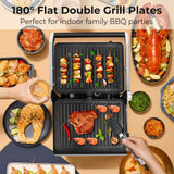 Giantex Panini Press Sandwich Maker, 3-in-1 Electric Indoor Grill, 2 Removable & Dishwasher Safe Non-Stick Plates, Drip Tray, 5 Auto Modes, Upper & Lower Independent Temperature Control, 4 H Timer