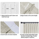 Macochico Extra Wide Pinch Pleated Linen Curtains for Sliding Door Patio Doors with Tieback, Natural Living Room Bedroom Curtain Privacy But Let Light in, 120”Wx96”L, Fog, 1 Panel