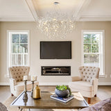 kvtinmty 16-Light Modern Living Room Crystal Chandeliers,48" Round Silver Tree Branche Chandelier,Silver K9 Crystal Chandeliers for Dining Room,High Ceiling,Entryway、Foyer