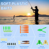 Fishing Lures Tackle Box Bass Kit, Including Animated Lure,Crankbaits,Spinnerbaits,Soft Plastic Worms, Topwater Lures,Hooks,Saltwater & Freshwater Fishing Gear for Bass,Trout, Salmon.