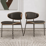 DinaiteEain Faux Leather Dining Chairs Set of 2, Mid Century Armless Black