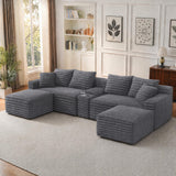 127'' Modular Boneless Couch,U Shaped Sectional Sofa for Living Room-Grey