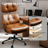 Ergonomic Office Chair Faux Leather Swivel Desk Chair for Home Office,Brown