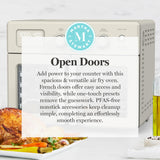 Martha Stewart French Door Air Fryer Toaster Oven Combo, 34QT Countertop Convection, 12-in-1, Bake, Broil, Roast, Fits 12” Pizza, Dehydrate, 5 Accessories, Air Fry Basket, Stainless Steel, Linen White